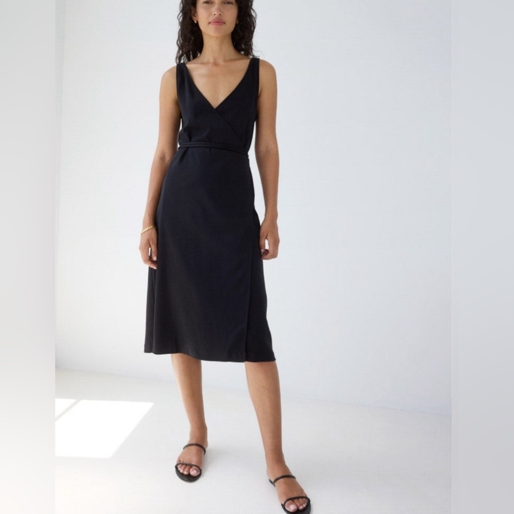 AYR The Yowza Midi Wrap Dress in Black Size Small